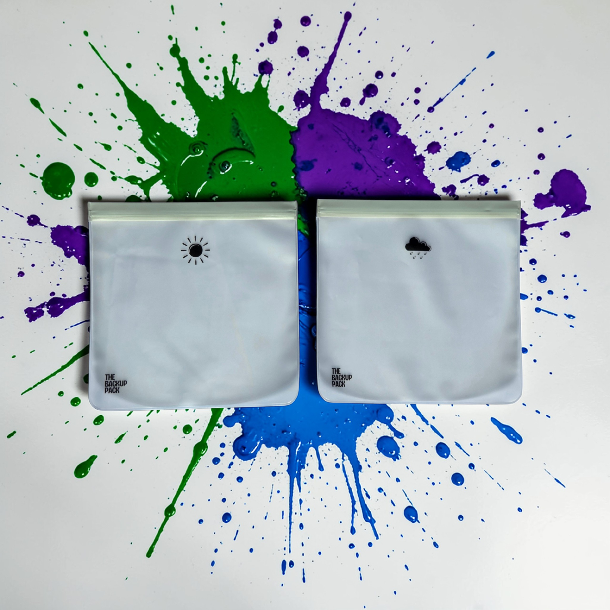 Backup Pack twin pack — sun and rain cloud reusable kids spare outfit sleeves Australia. Wet/Dry Bag. 
