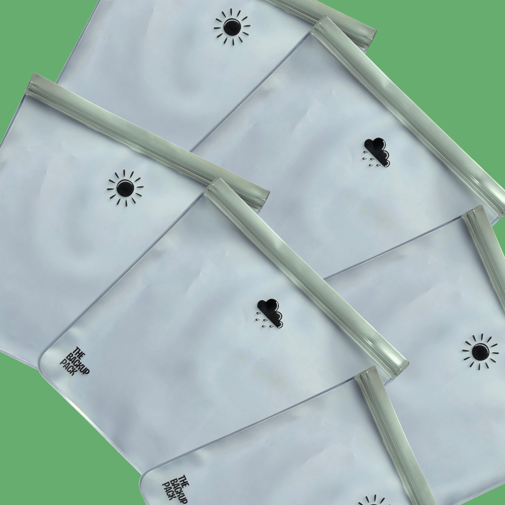 Full toddler outfit packed into The Backup Pack 28x28cm PEVA sleeve, Wet. Dry Bag!
